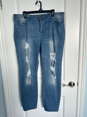 Cello Blue Distressed Boyfriend Jeans